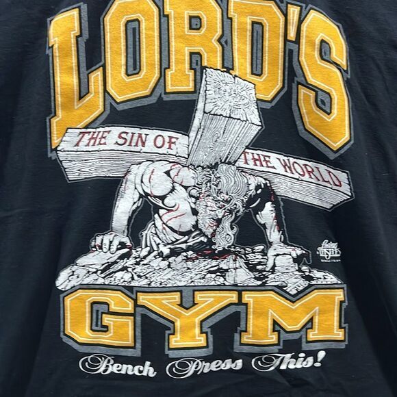 ✝️ LORD’S GYM Bench Press This! Jesus Tee Men Sz Medium - Not Vintage - PERFECT - Picture 3 of 8